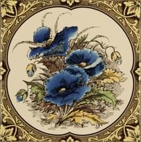 Плитка Original Style Artworks Colonial White Blue Poppies Floral Border 15.2x15.2 см, поверхность глянец