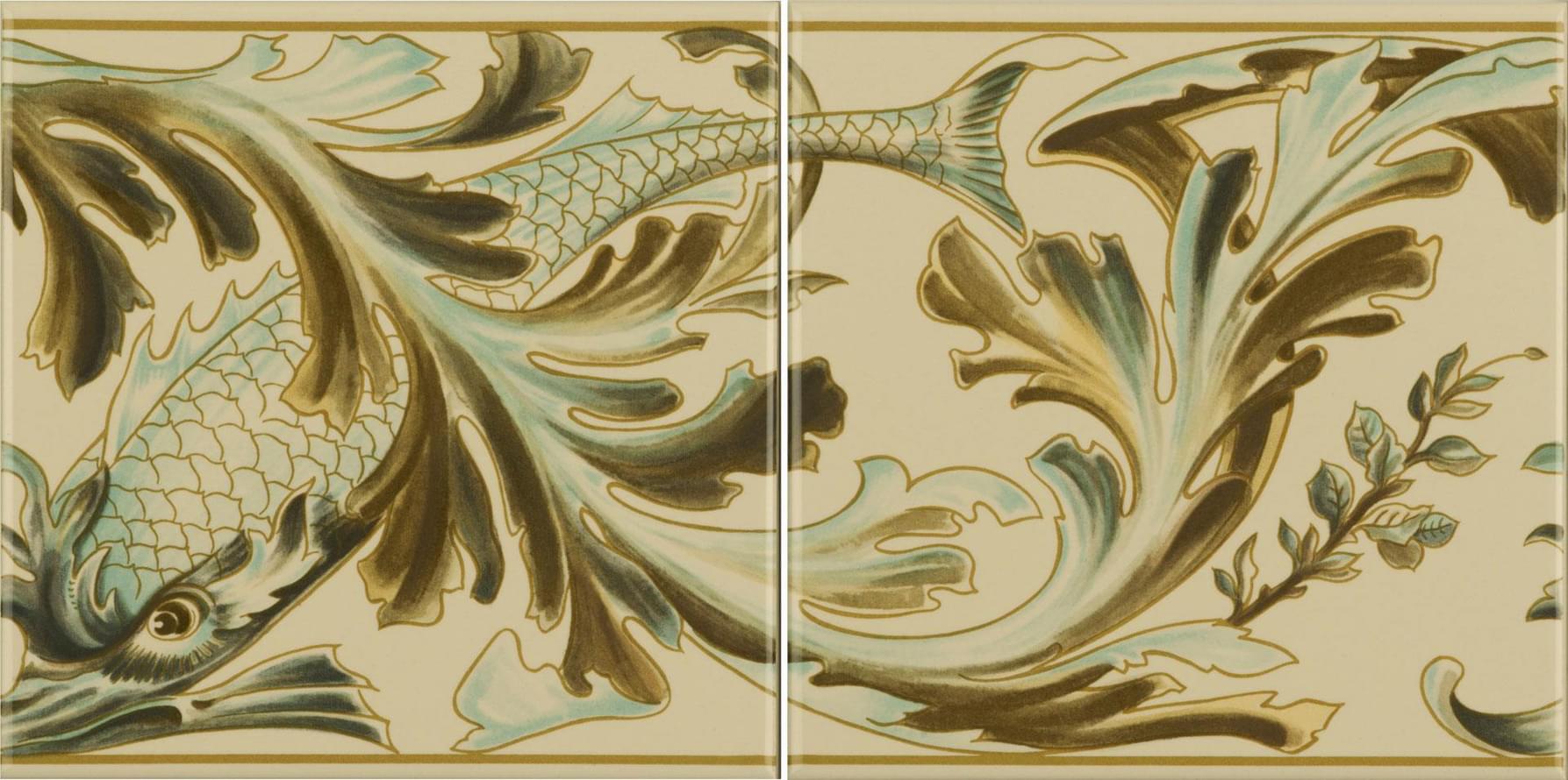Original Style Artworks Colonial White Fish Frieze 2-Tile Set 15.2x30.4