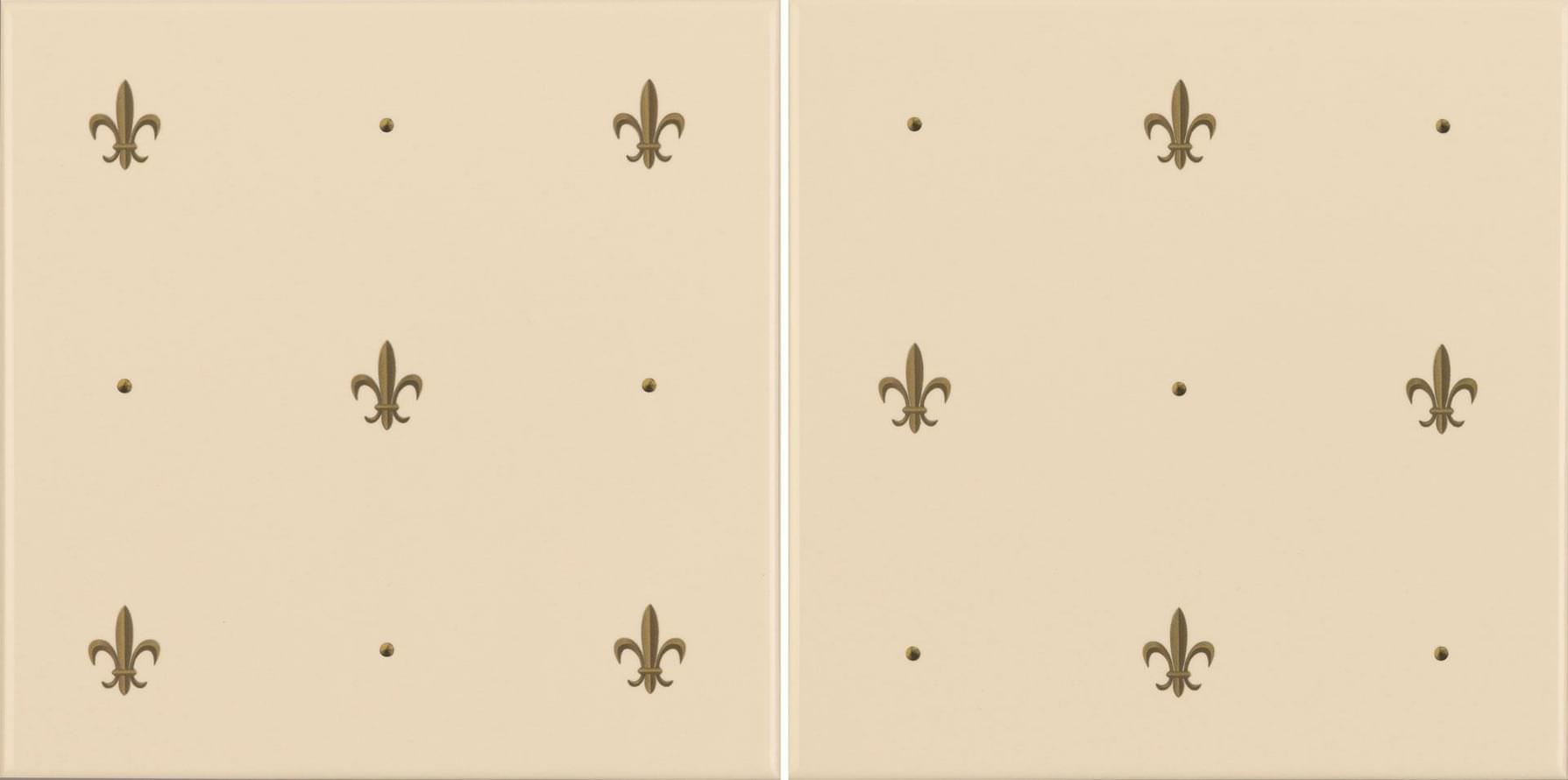 Original Style Artworks Colonial White Fleur De Lis Gold 15.2x30.4