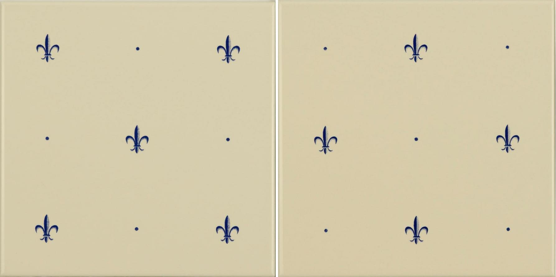 Original Style Artworks Colonial White Fleur De Lis Royal Blue 15.2x30.4