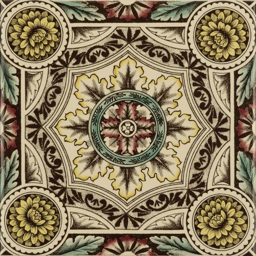 Original Style Artworks Colonial White Symmetrical Floral Pattern 15.2x15.2