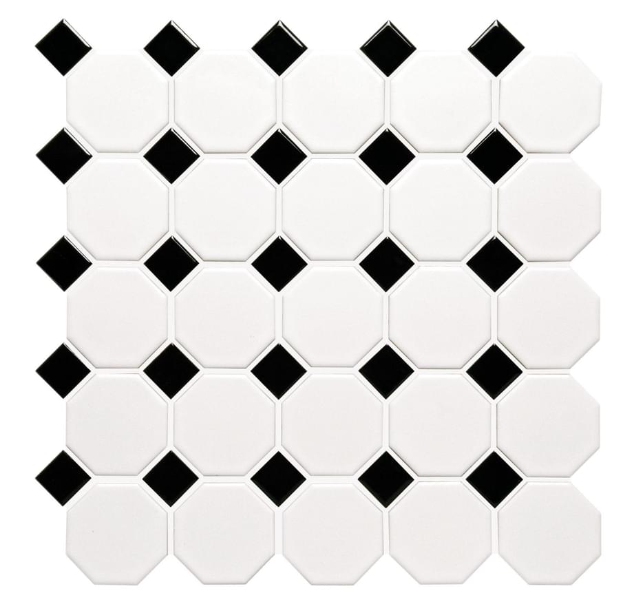 Мозаика Octagon small White/Black Matt idla2575 295х295