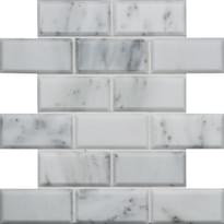 Плитка Original Style Earthworks Viano White Polished Bevel Brickbond Mosaic 26.1x30.5 см, поверхность полированная