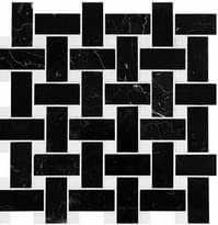 Плитка Original Style Mosaics Basketweave Black With White Dot 29x29 см, поверхность полированная