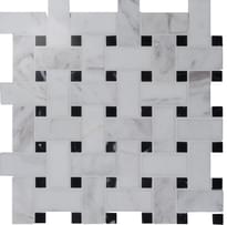 Плитка Original Style Mosaics Basketweave White With Black Dot 29x29 см, поверхность полированная