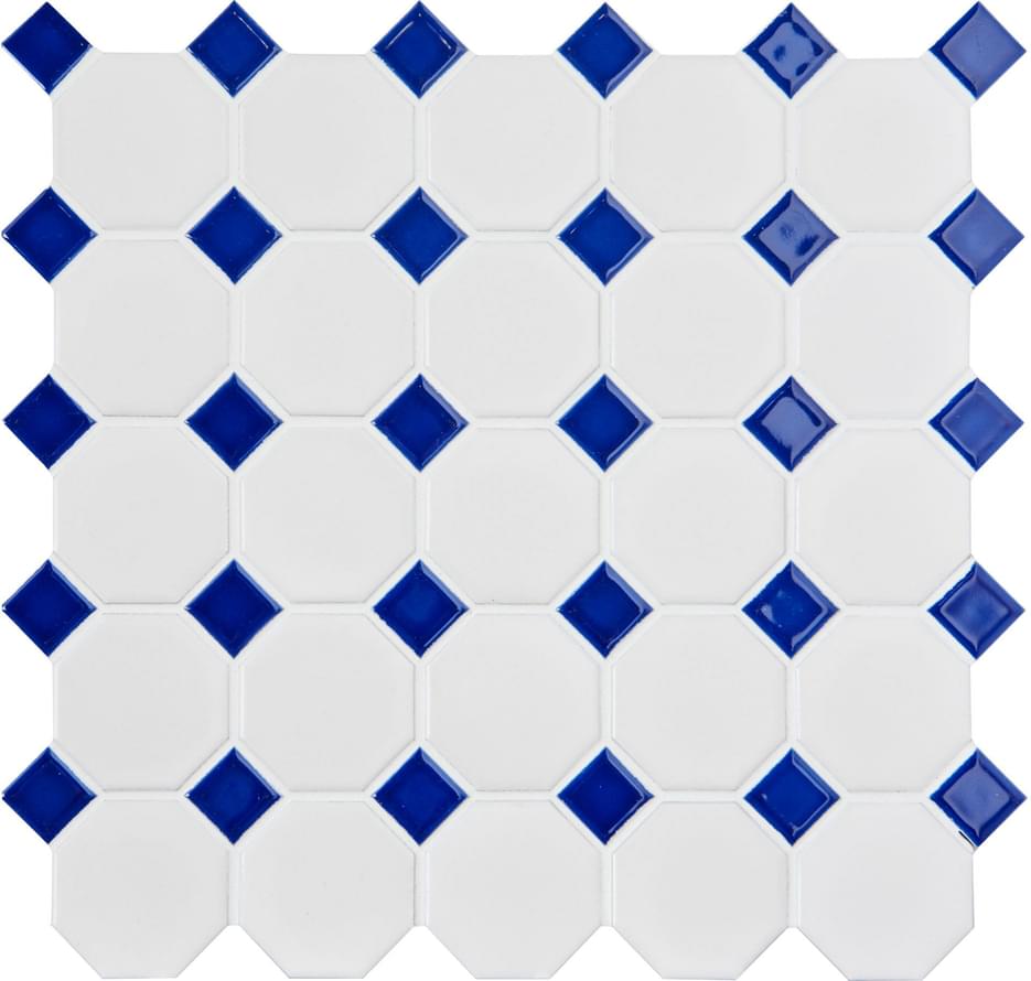 Original Style Mosaics Blue Octogon And Dot 29.2x29.2