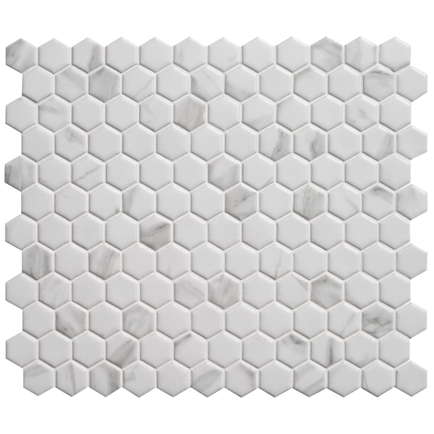 Original Style Mosaics Hexagon Matt Carrara White 26x30