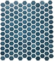 Плитка Original Style Mosaics Mini Dark Blue Gloss Hexagon 26x30.4 см, поверхность глянец