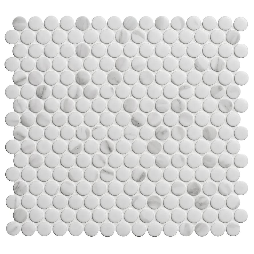 Original Style Mosaics Penny Round Matt Carrara White 29.1x31.5