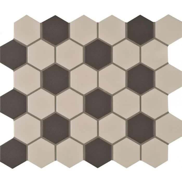 Original Style Mosaics Porcelain Black White Hexagon 27.8x32.2