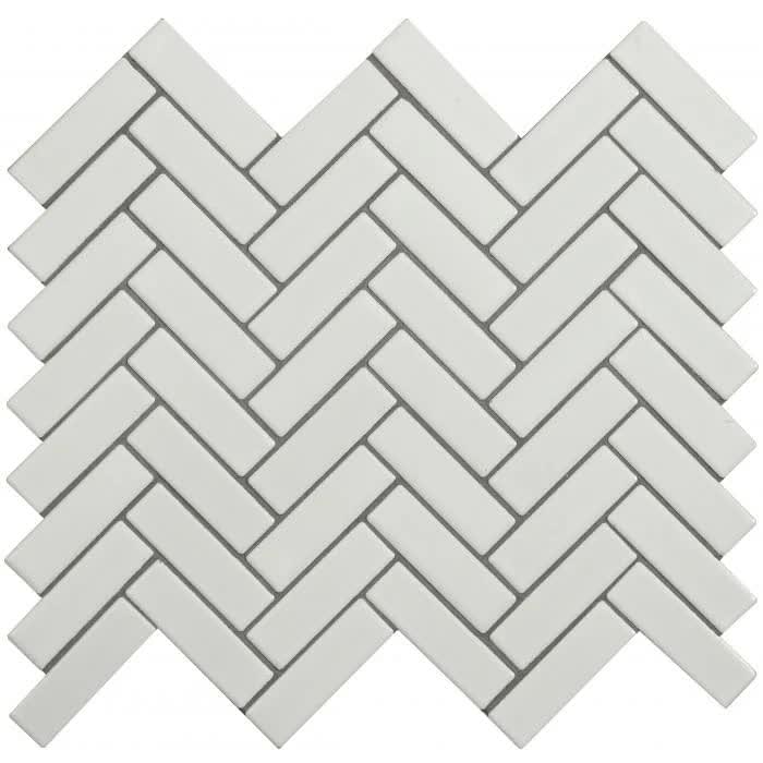 Original Style Mosaics White Satin Chevron 37x31