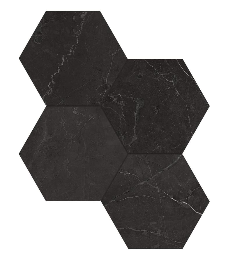 Original Style Tileworks Stone Effect Marmi Nero Honed Hexagon Mosaic 29.2x25.3