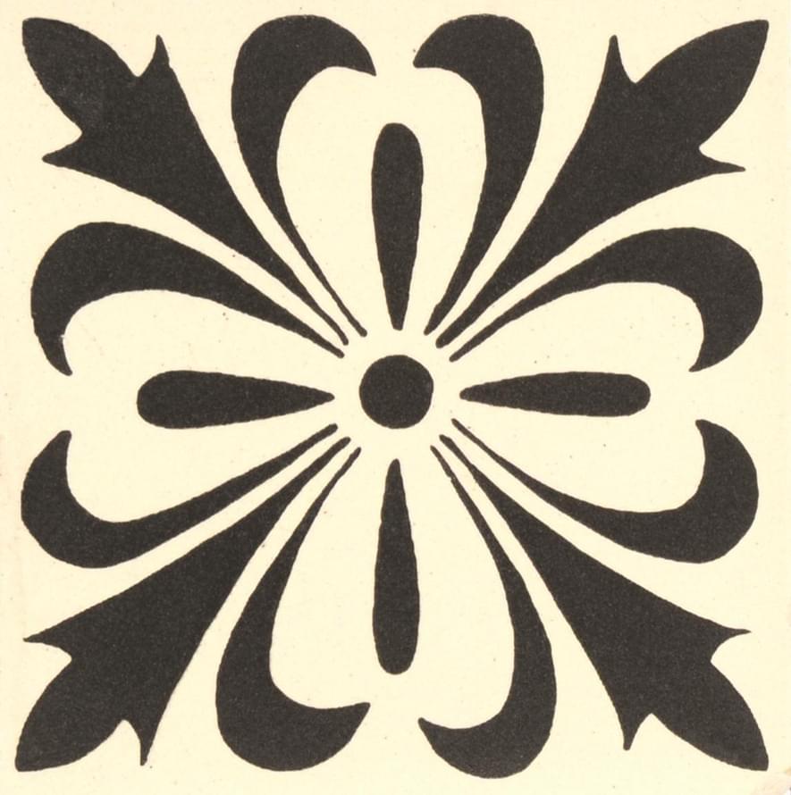Original Style Victorian Floor Tiles Cardigan Black On Dover White 5.3x5.3