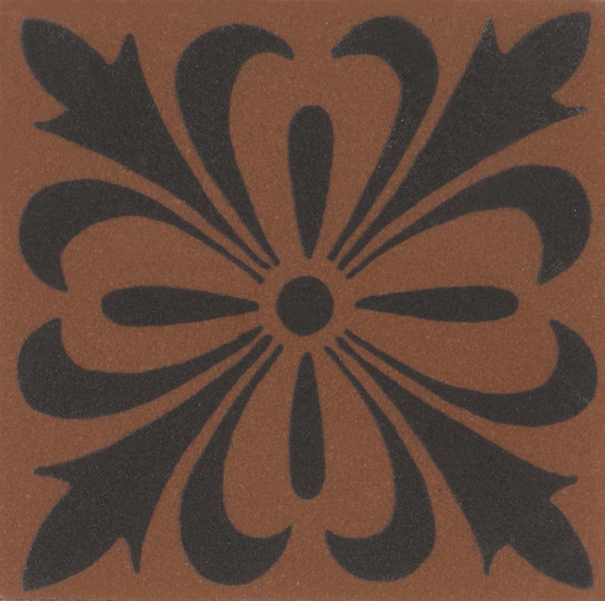 Original Style Victorian Floor Tiles Cardigan Black On Red 5.3x5.3