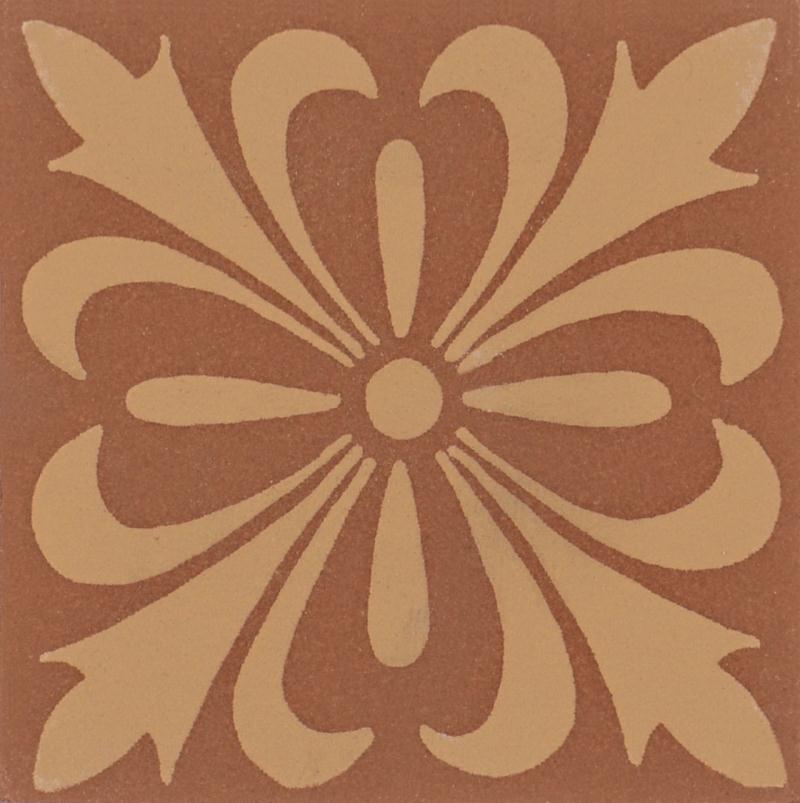 Original Style Victorian Floor Tiles Cardigan Buff On Red 5.3x5.3