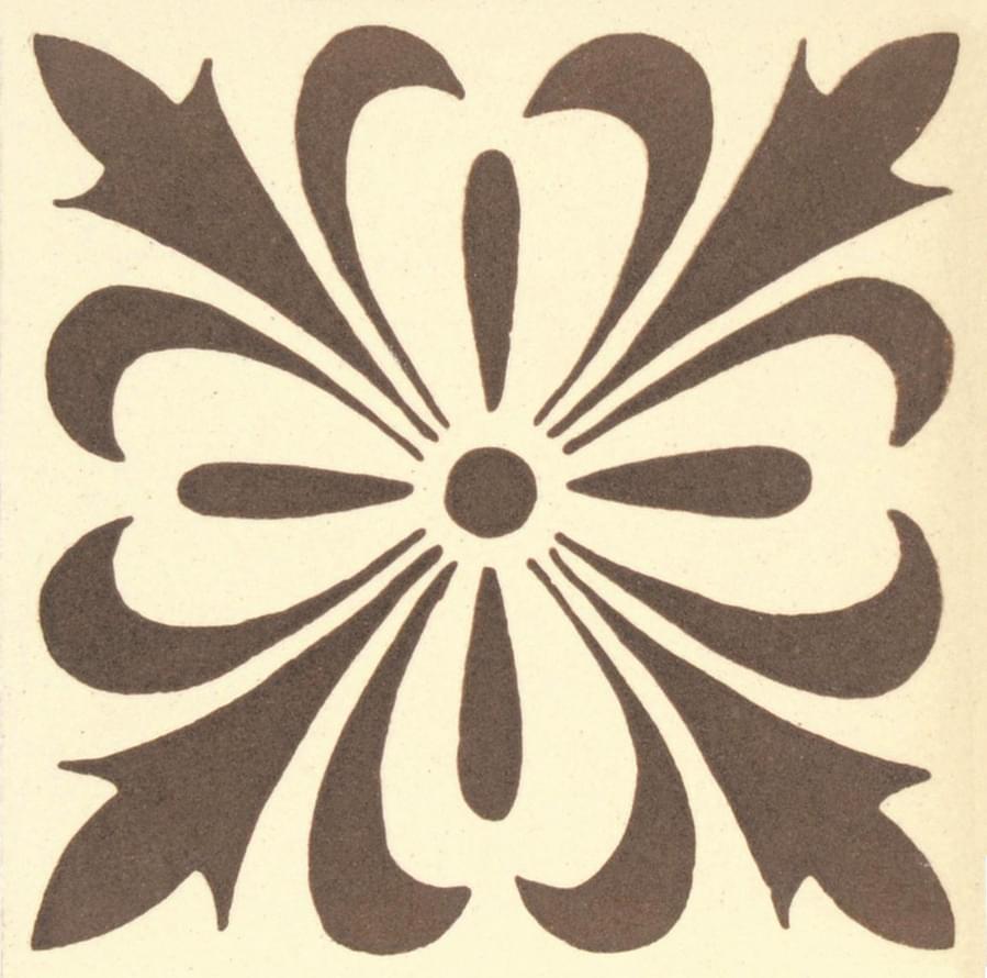 Original Style Victorian Floor Tiles Cardigan Dark Brown On White 5.3x5.3