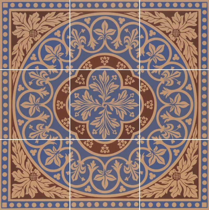Original Style Victorian Floor Tiles Disraeli Blue On Buff 45.7x45.7