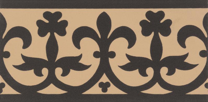 Original Style Victorian Floor Tiles Elgin Border Black On Buff 7.5x15.1
