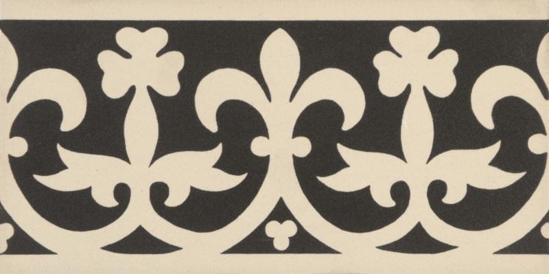Original Style Victorian Floor Tiles Elgin Border Black On White 7.5x15.1