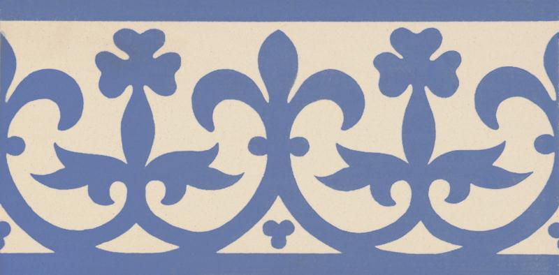 Original Style Victorian Floor Tiles Elgin Border Blue On White 7.5x15.1