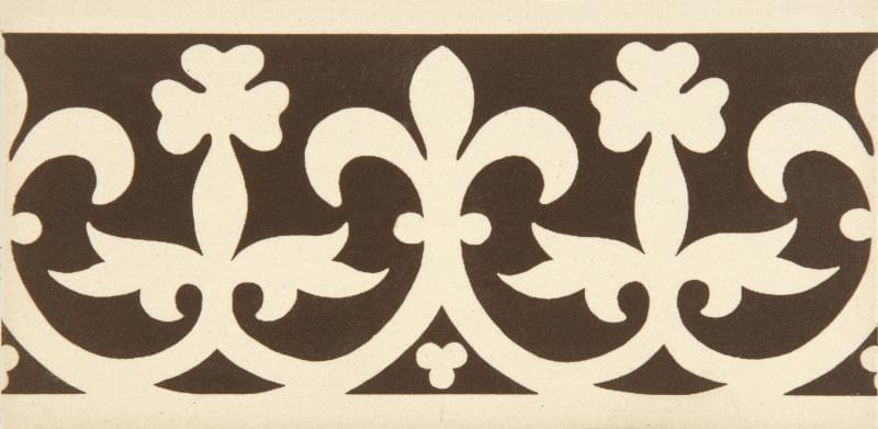 Original Style Victorian Floor Tiles Elgin Border Brown On White 7.5x15.1