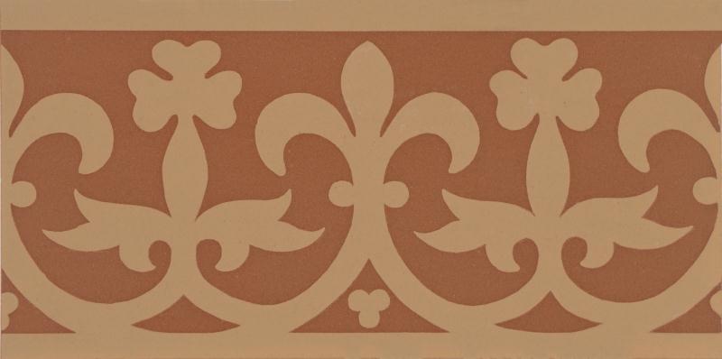 Original Style Victorian Floor Tiles Elgin Border Buff On Red 7.5x15.1