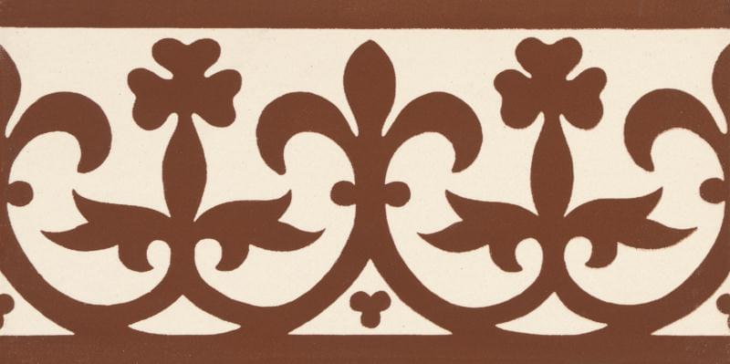 Original Style Victorian Floor Tiles Elgin Border Red On White 7.5x15.1