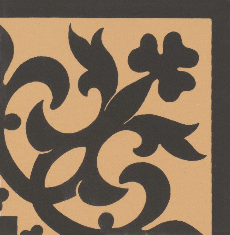 Original Style Victorian Floor Tiles Elgin Corner Black On Buff 7.5x7.5