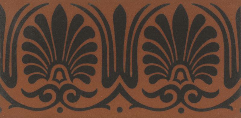 Original Style Victorian Floor Tiles Faraday Border Black On Red 7.5x15.1