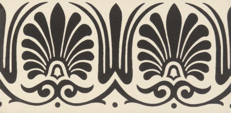 Original Style Victorian Floor Tiles Faraday Border Black On White 7.5x15.1