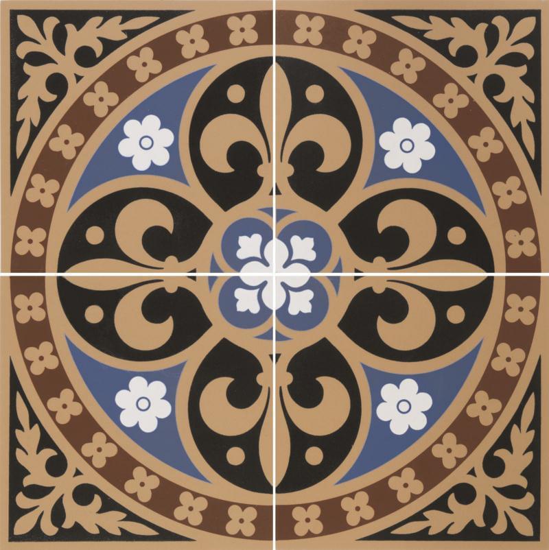 Original Style Victorian Floor Tiles Gladstone Blue-Red 30.4x30.4