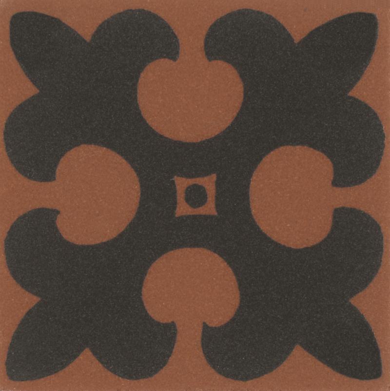 Original Style Victorian Floor Tiles Gordon Black On Red 5.3x5.3