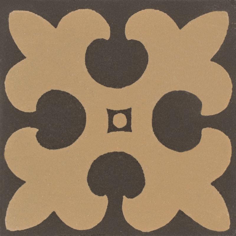 Original Style Victorian Floor Tiles Gordon Buff On Black 5.3x5.3