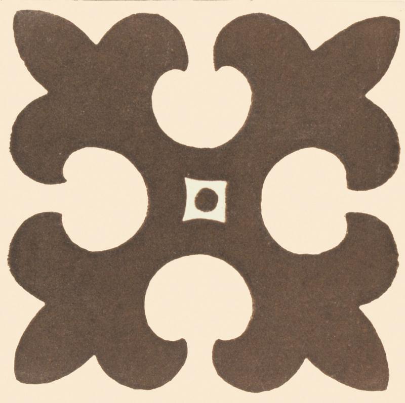 Original Style Victorian Floor Tiles Gordon Dark Brown On White 5.3x5.3