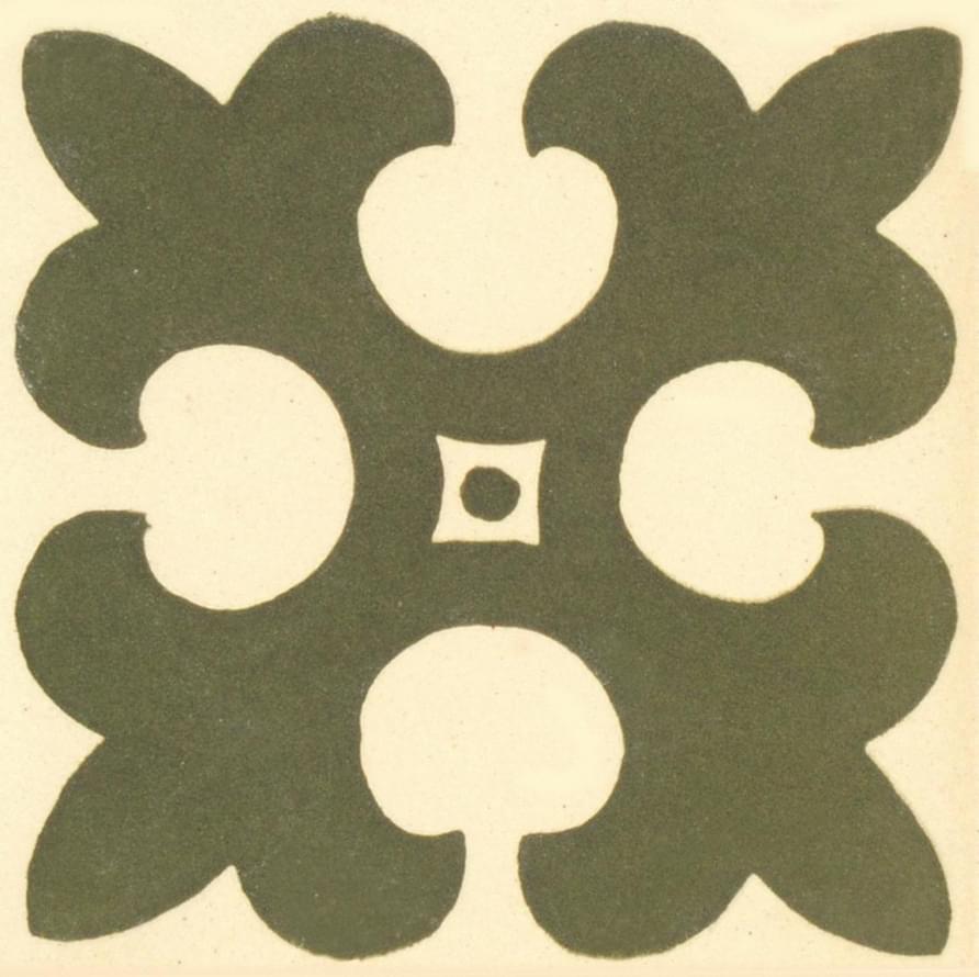 Original Style Victorian Floor Tiles Gordon Pale Green On White 5.3x5.3