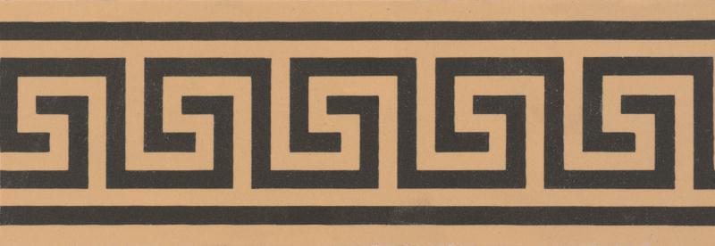 Original Style Victorian Floor Tiles Greek Key Border Black On Buff 5.3x15.1