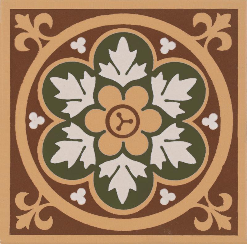 Original Style Victorian Floor Tiles Livingstone Green 10.6x10.6