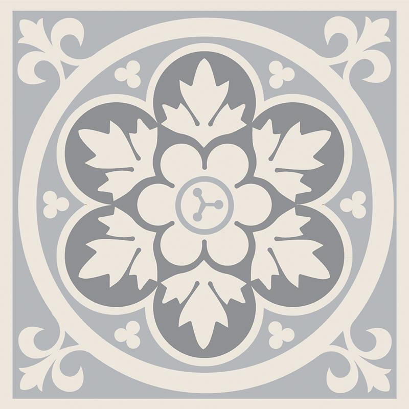Original Style Victorian Floor Tiles Livingstone Grey On Dover White 10.6x10.6