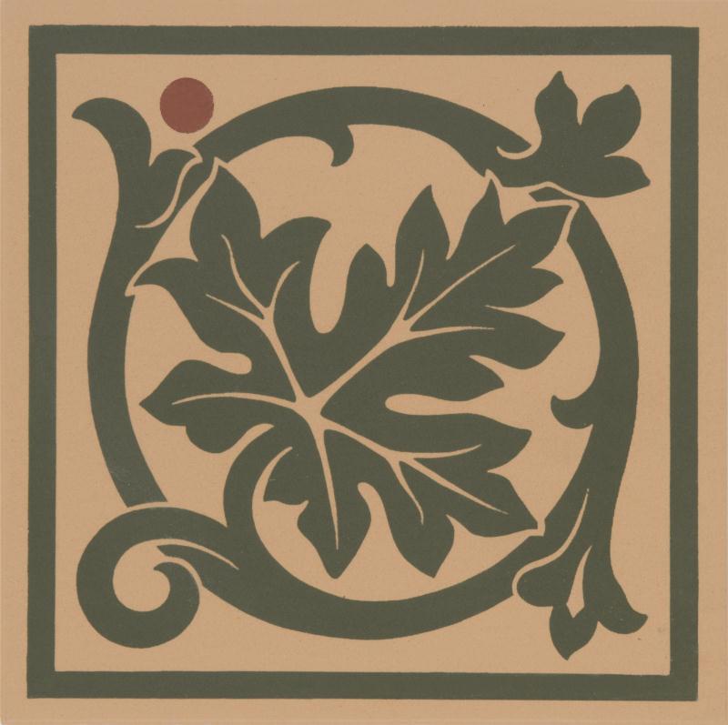 Original Style Victorian Floor Tiles Shaftesbury Corner Green On Buff 15.1x15.1