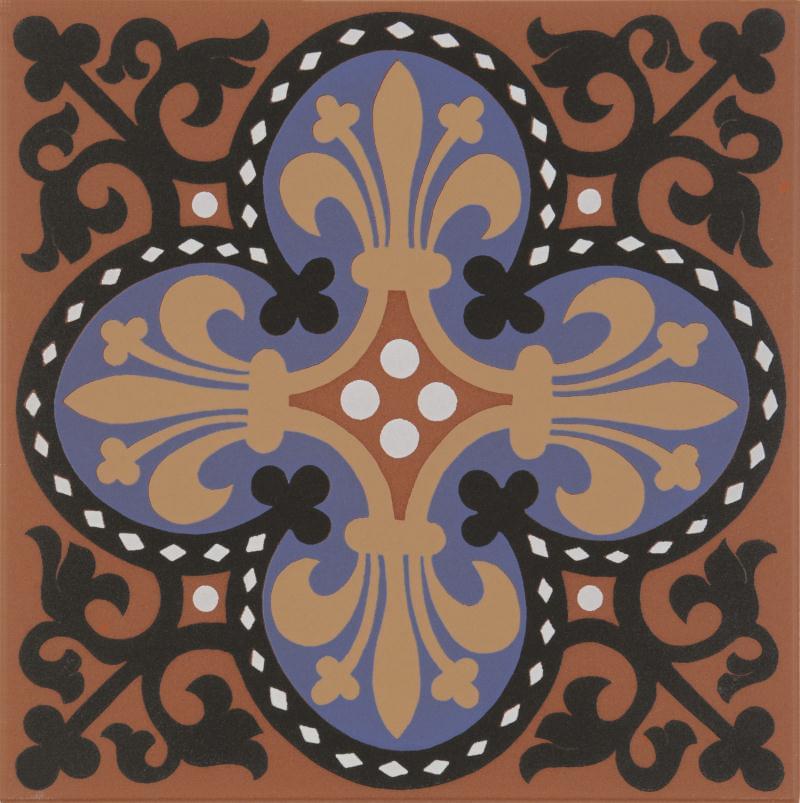 Original Style Victorian Floor Tiles Wellesley Black-Blue 15.1x15.1