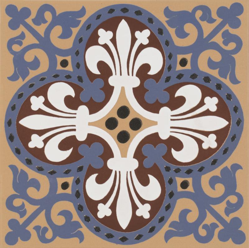 Original Style Victorian Floor Tiles Wellesley White-Blue 15.1x15.1