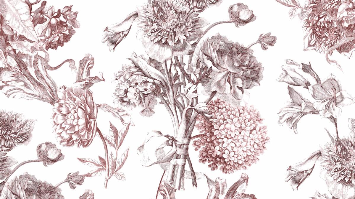 Papier Peint Herbarium Herbarium Burgundy 0м x 106см поверхность матовая