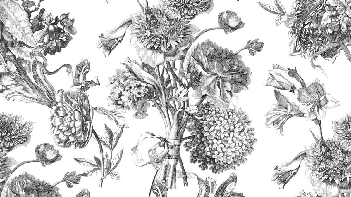 Papier Peint Herbarium Herbarium Monocrome 0м x 106см поверхность матовая