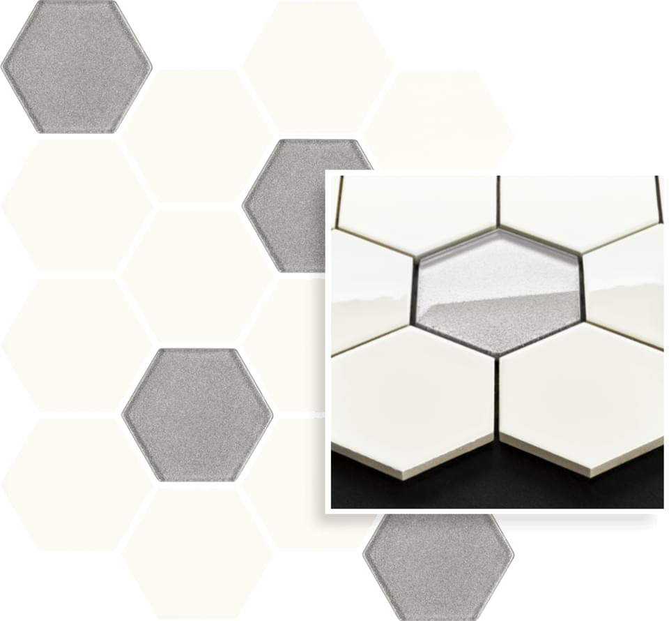 Paradyz Universal Mosaics Prasowana Bianco Mix Hexagon Mozaika 22x25.5