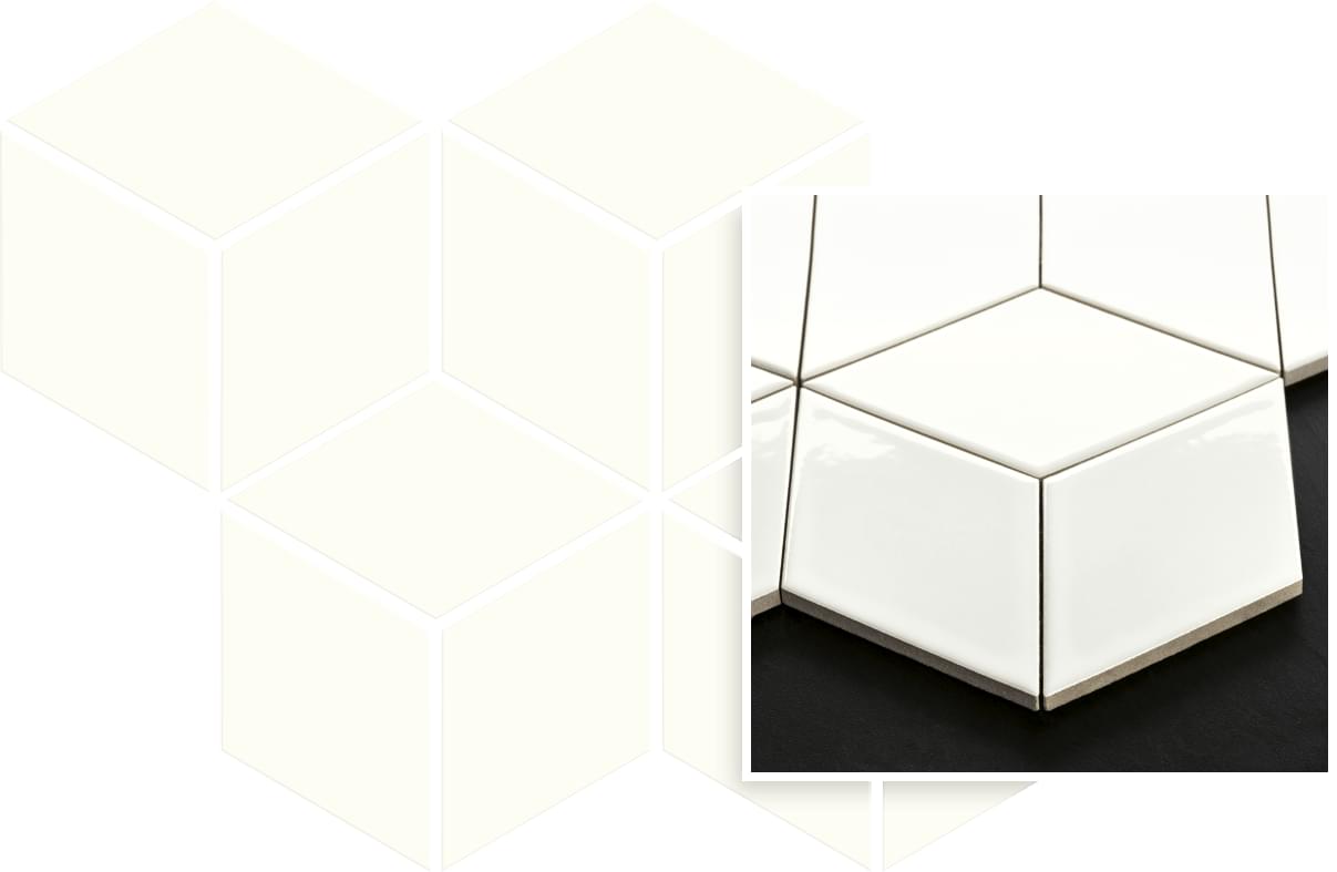 Paradyz Universal Mosaics Prasowana Bianco Romb Hexagon Mozaika 20.4x23.8