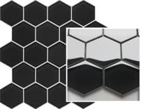 Плитка Paradyz Universal Mosaics Prasowana Nero Hexagon Mozaika 22x25.5 см, поверхность глянец