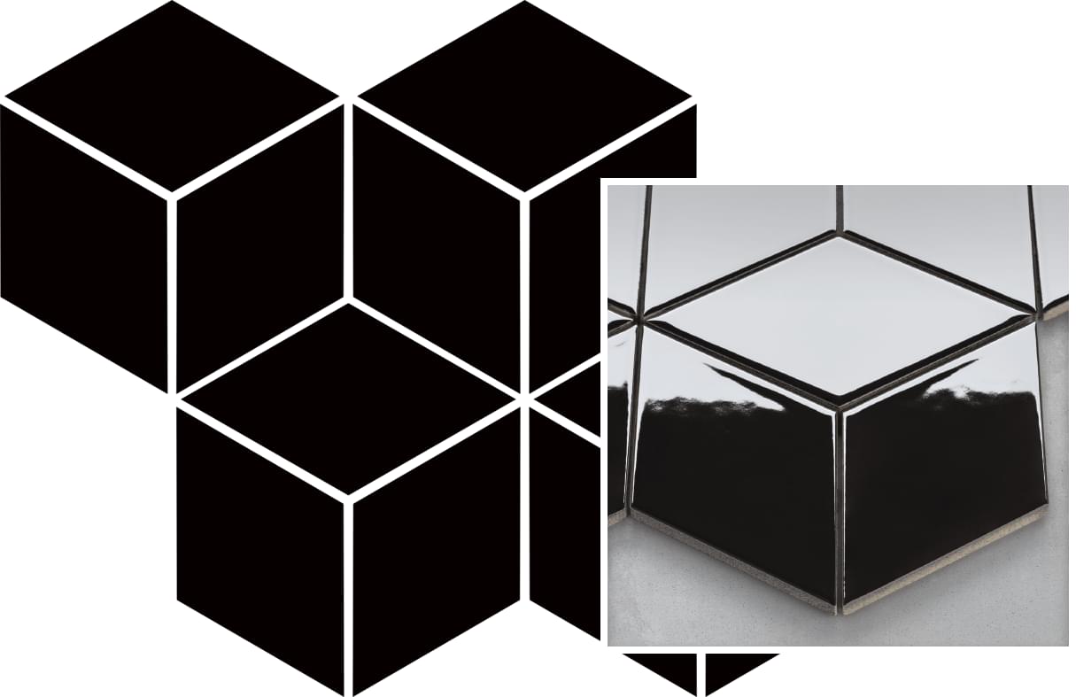 Paradyz Universal Mosaics Prasowana Nero Romb Hexagon Mozaika 20.4x23.8