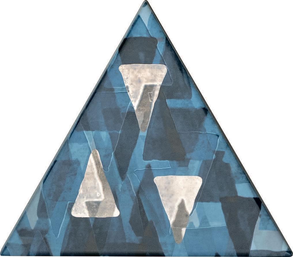 Petracers Triangolo Impressioni Platino Su Azzurro 17x17