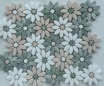 Плитка Pixel Mosaic Мрамор Thite Jet Green Pink Rose 29x32.5 см, поверхность матовая