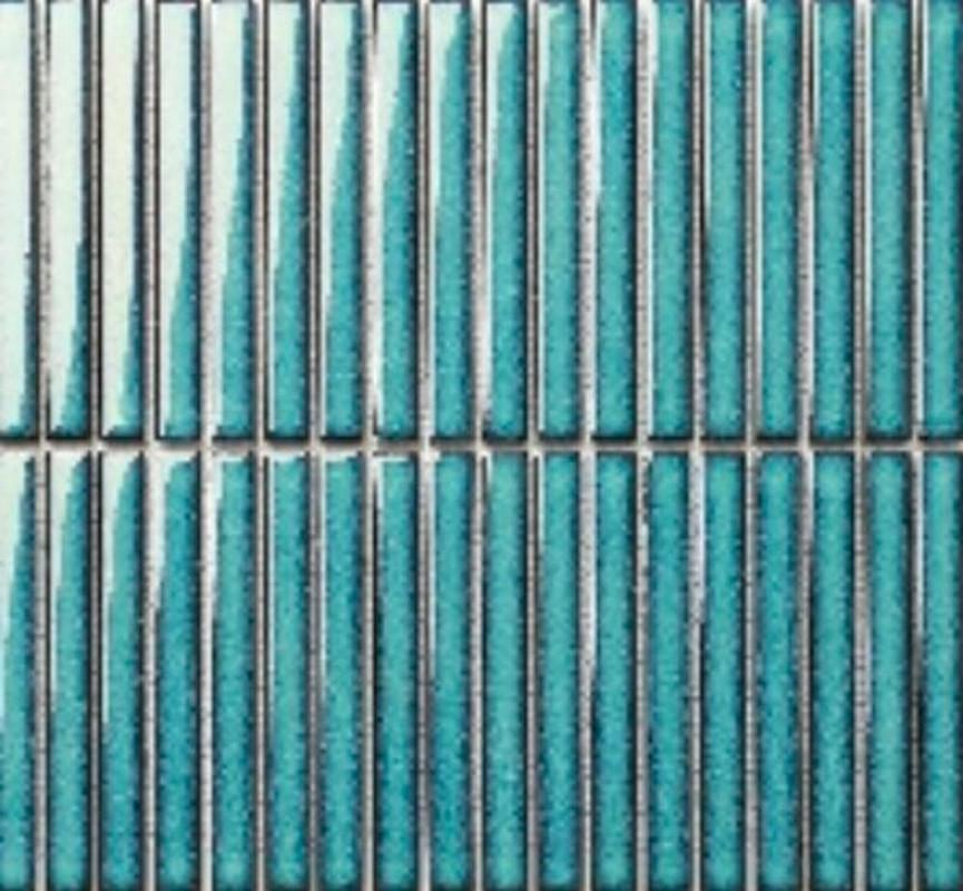 Плитка Porcelain Mosaic Strip Mosaic 1.5Х14.5 Голубой Бирюзовый 29.4x31.3 см, поверхность глянец
